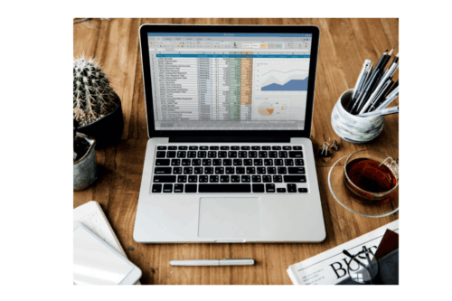 An opened laptop with company's financials