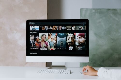 Streaming services on laptop